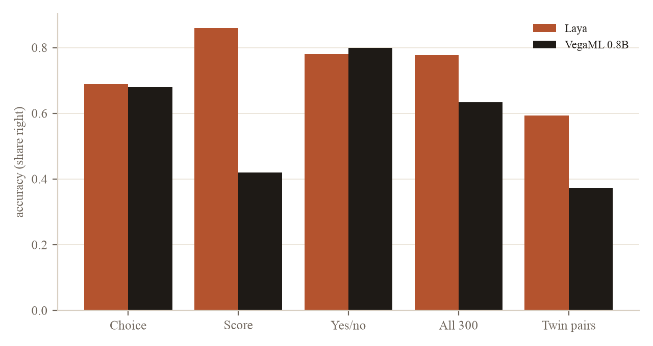 Accuracy by question type and on twin pairs
